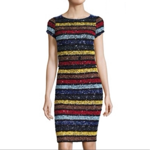 Alice & Olivia Kelli Sequin Striped Cropped Top - Picture 4 of 15